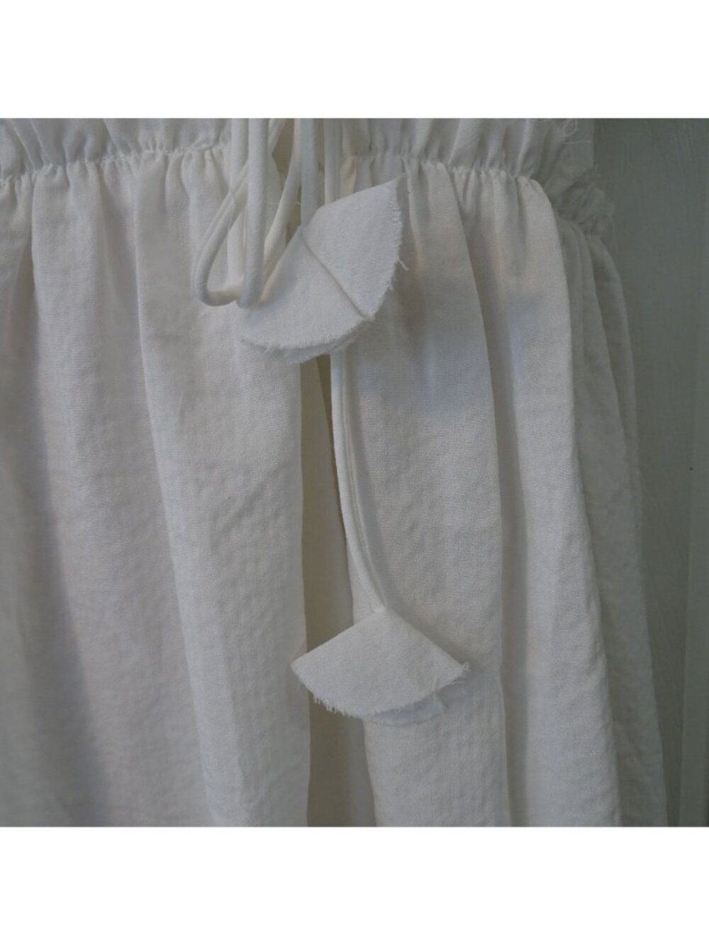 Hazel White Short Sleeve Babydoll Mini Dress Size S Lace-Up Boho Cottagecore - Picture 3 of 12